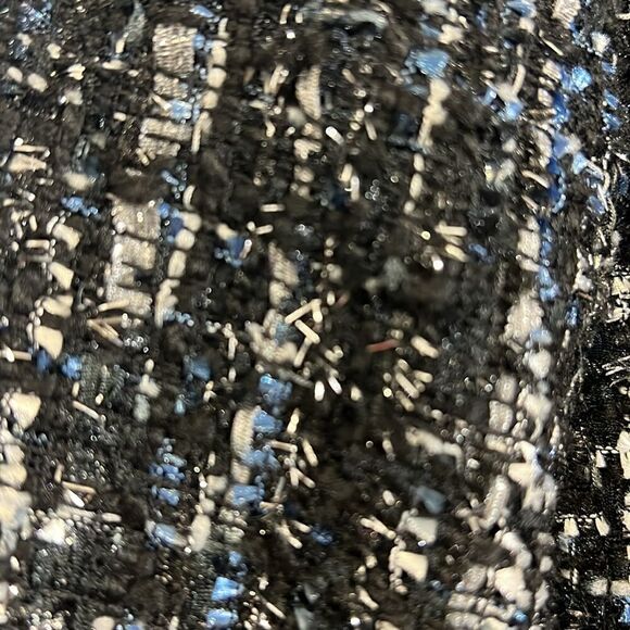 Express Black White Blue Metallic Sparkle Tweed Moto Jacket Coat Size Small - Picture 12 of 12